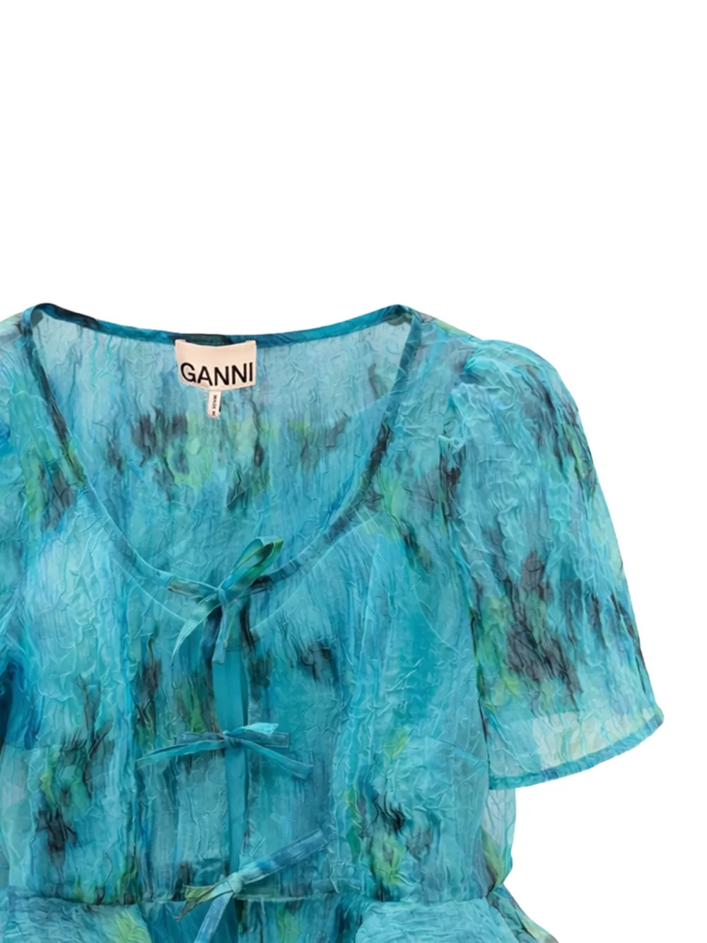 GANNI Peplum blouse met print Blauw
