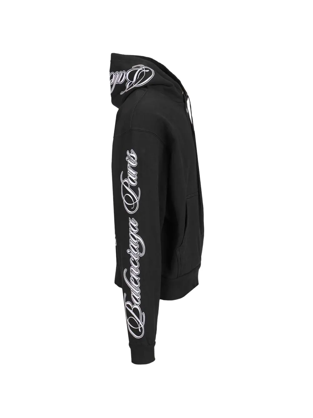  Balenciaga Cursive Oversized Hoodie - Black 