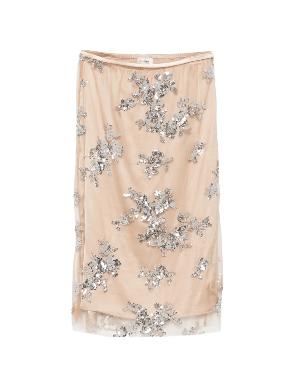 Ottod'Ame sequin-embellished midi skirt - Nude