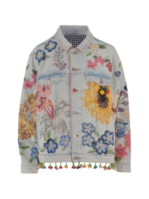 Pero floral-embroidered denim jacket