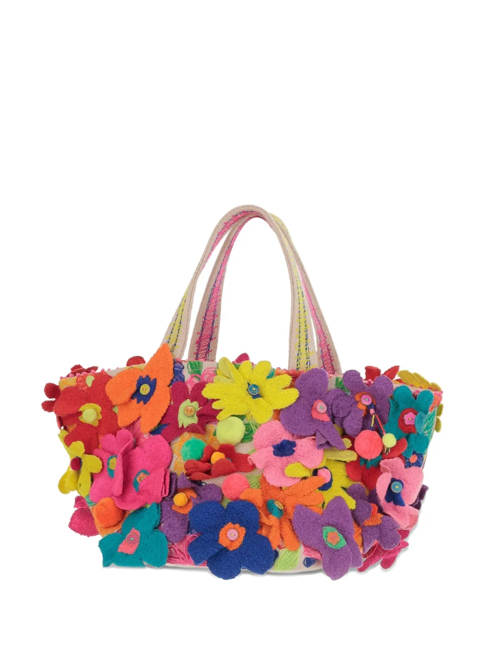 Pero flower-embroidered tote bag - Rosa