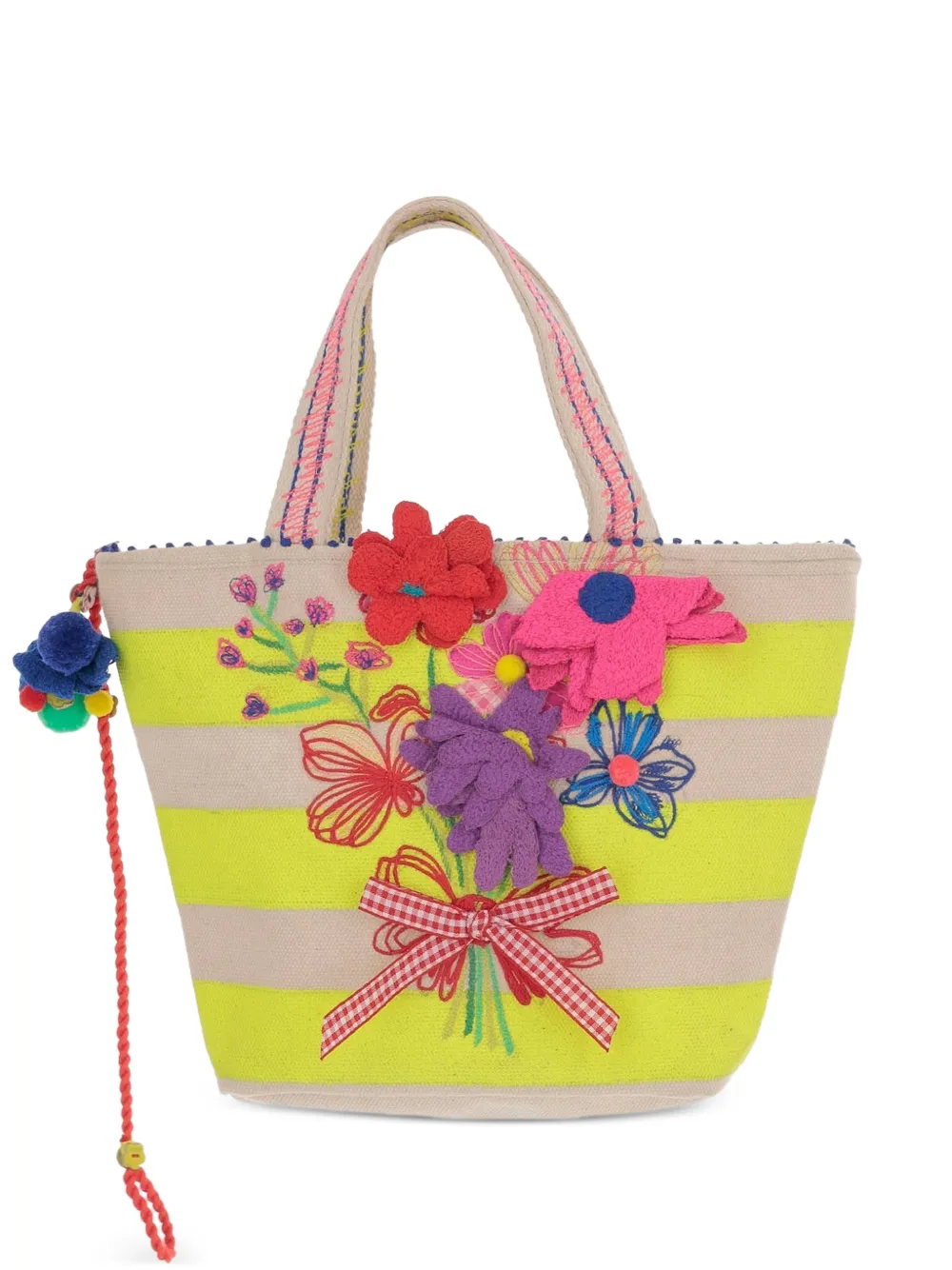 Pero striped floral-embroidery tote bag - Toni neutri