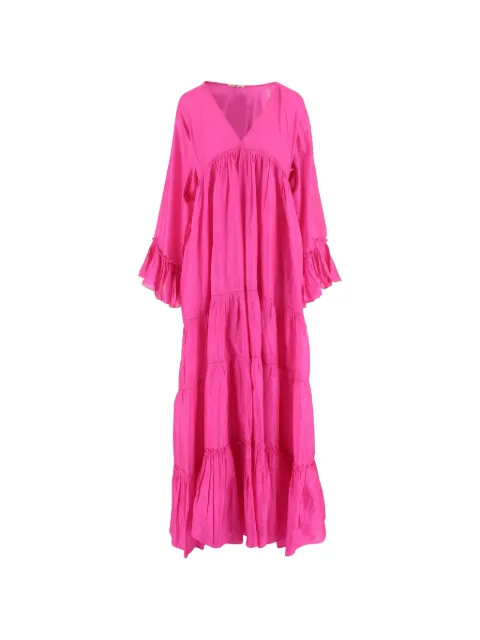Pero ruffled V-neck silk dress