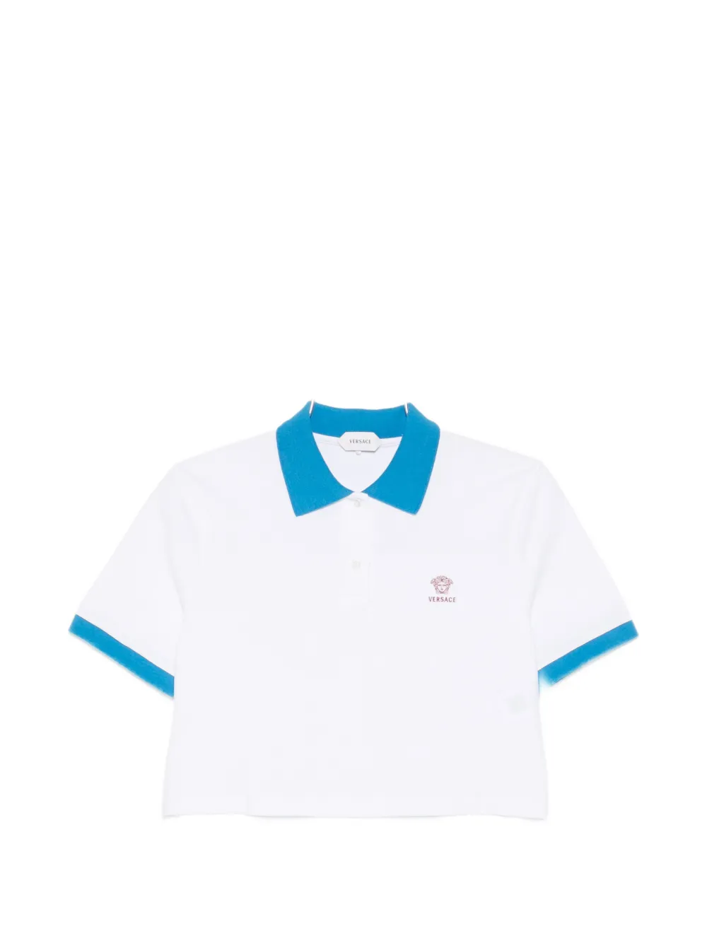 Versace cropped trim polo shirt - Weiß
