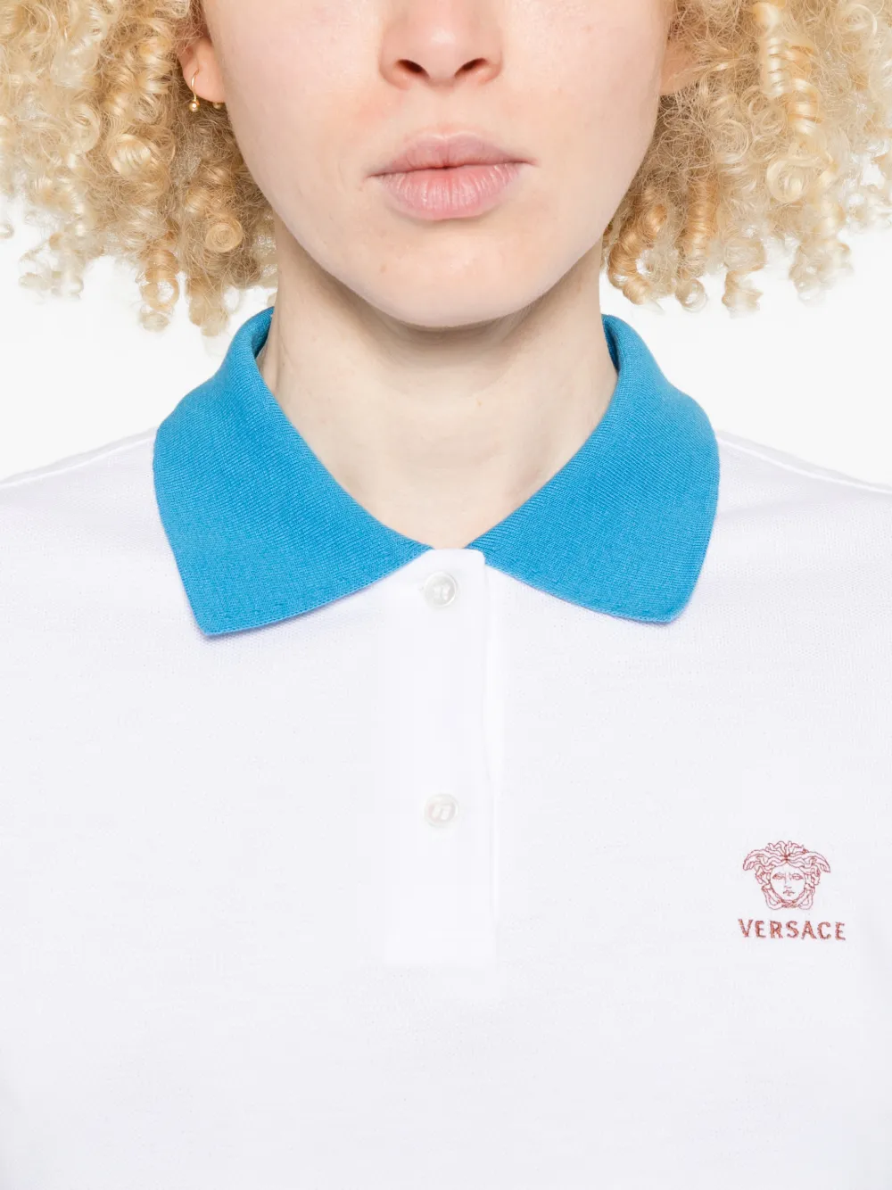 Versace Poloshirt met cropped zoom Wit