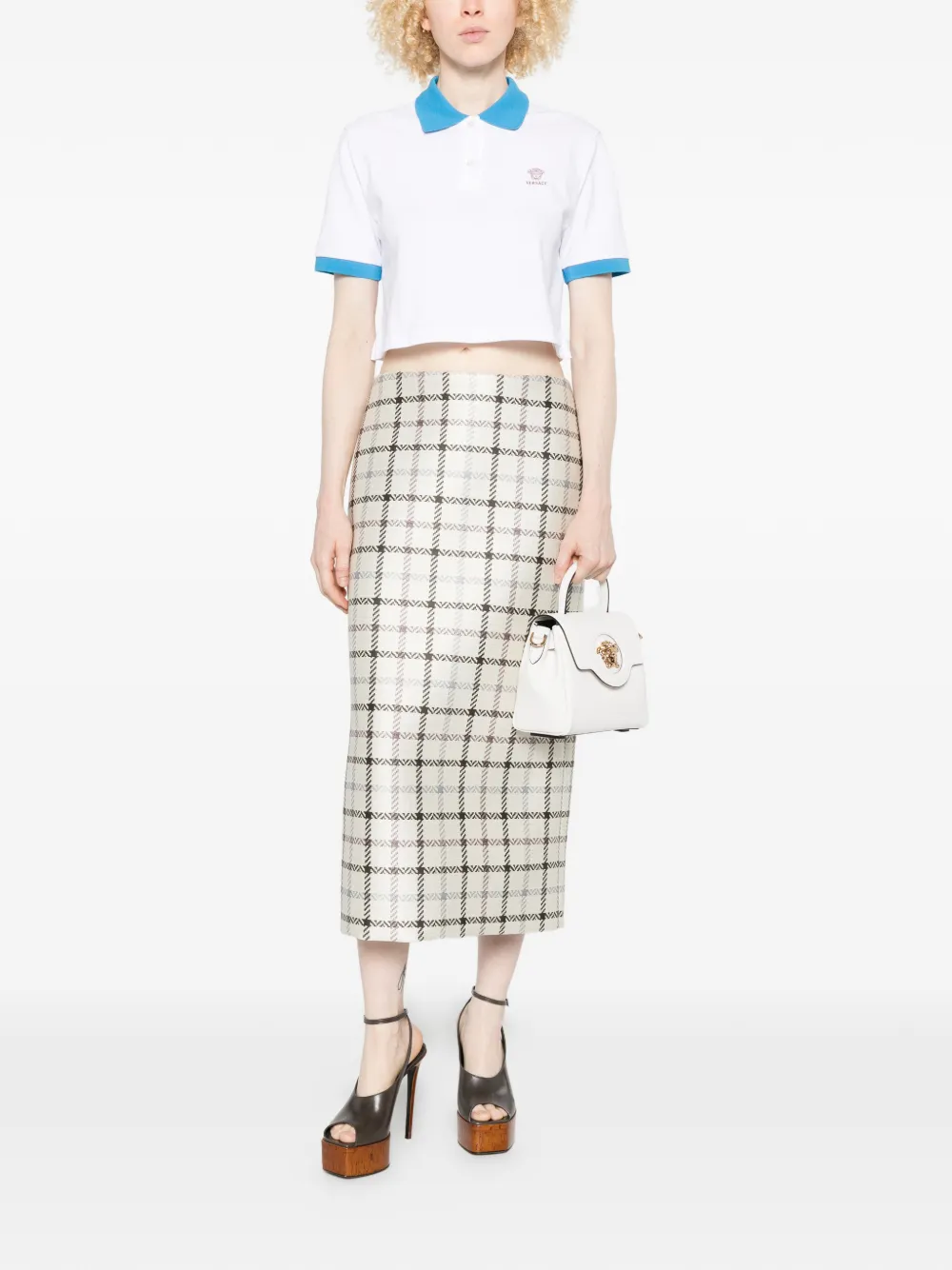 Versace Poloshirt met cropped zoom Wit