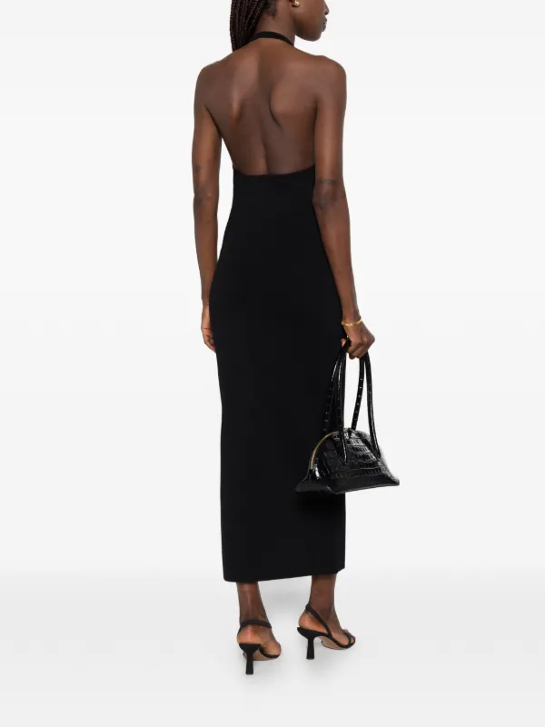 black knit halter dress Knit Halter Slit Dress Black L/XL