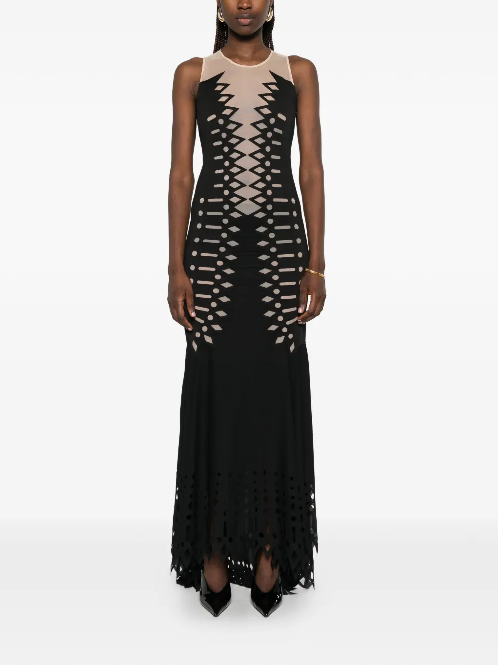 Blumarine Mouwloze maxi-jurk met uitgesneden details Zwart