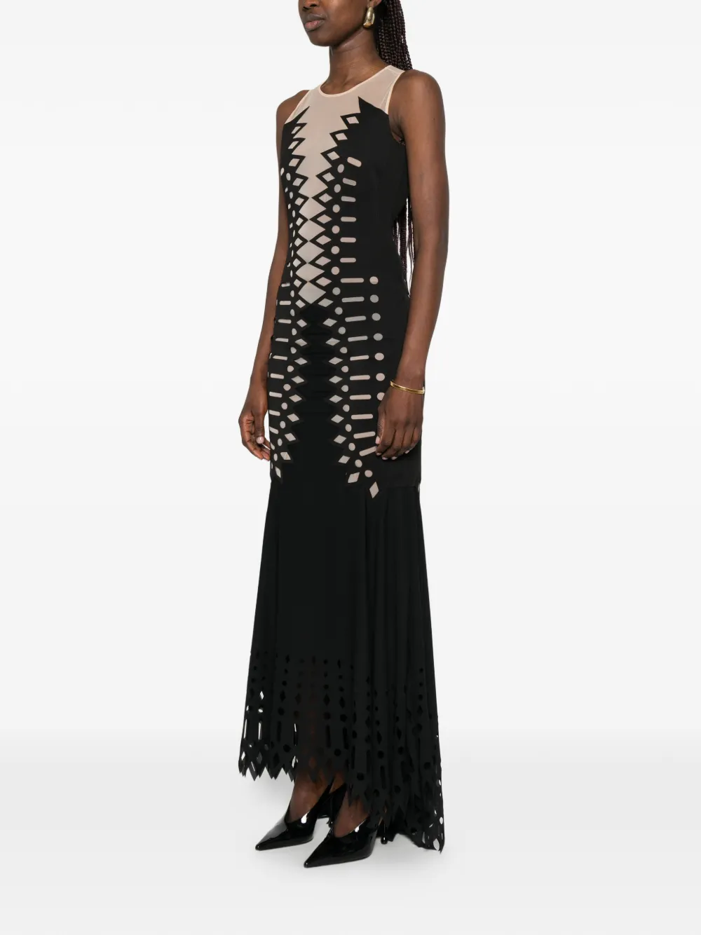 Blumarine Mouwloze maxi-jurk met uitgesneden details Zwart
