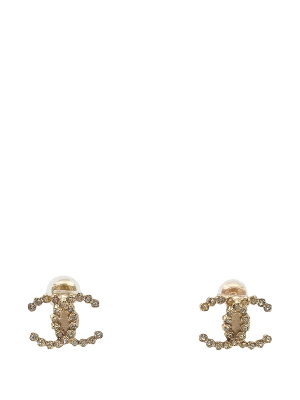 CHANEL Pre-Owned 2018 Gold Plated Rhinestone CC Clip On Earrings costume earrings - Oro