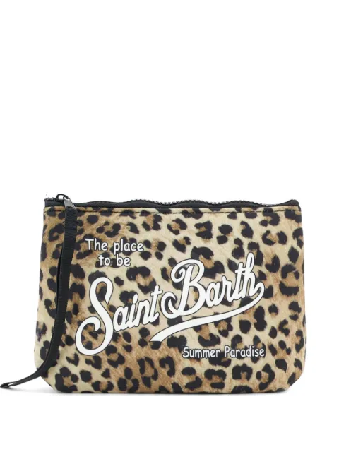 MC2 Saint Barth Aline leopard-print logo-print clutch bag