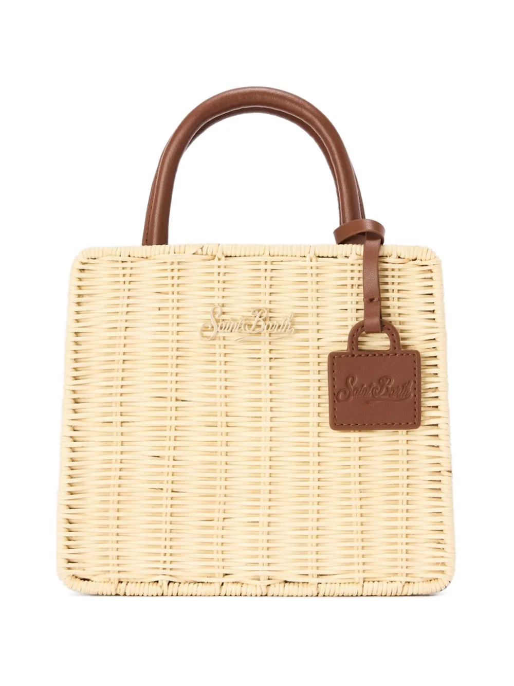 MC2 Saint Barth structured Shop Mini bag in wicker with leather details