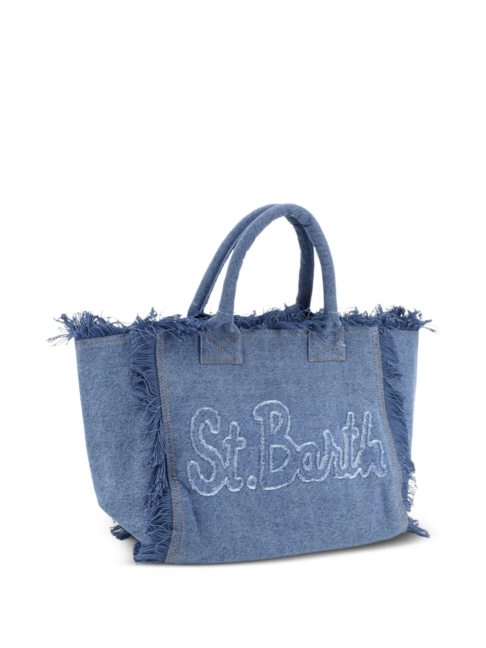  Mc2 Saint Barth Bolso Shopper Vanity Vaquero Con Flecos - Azul 