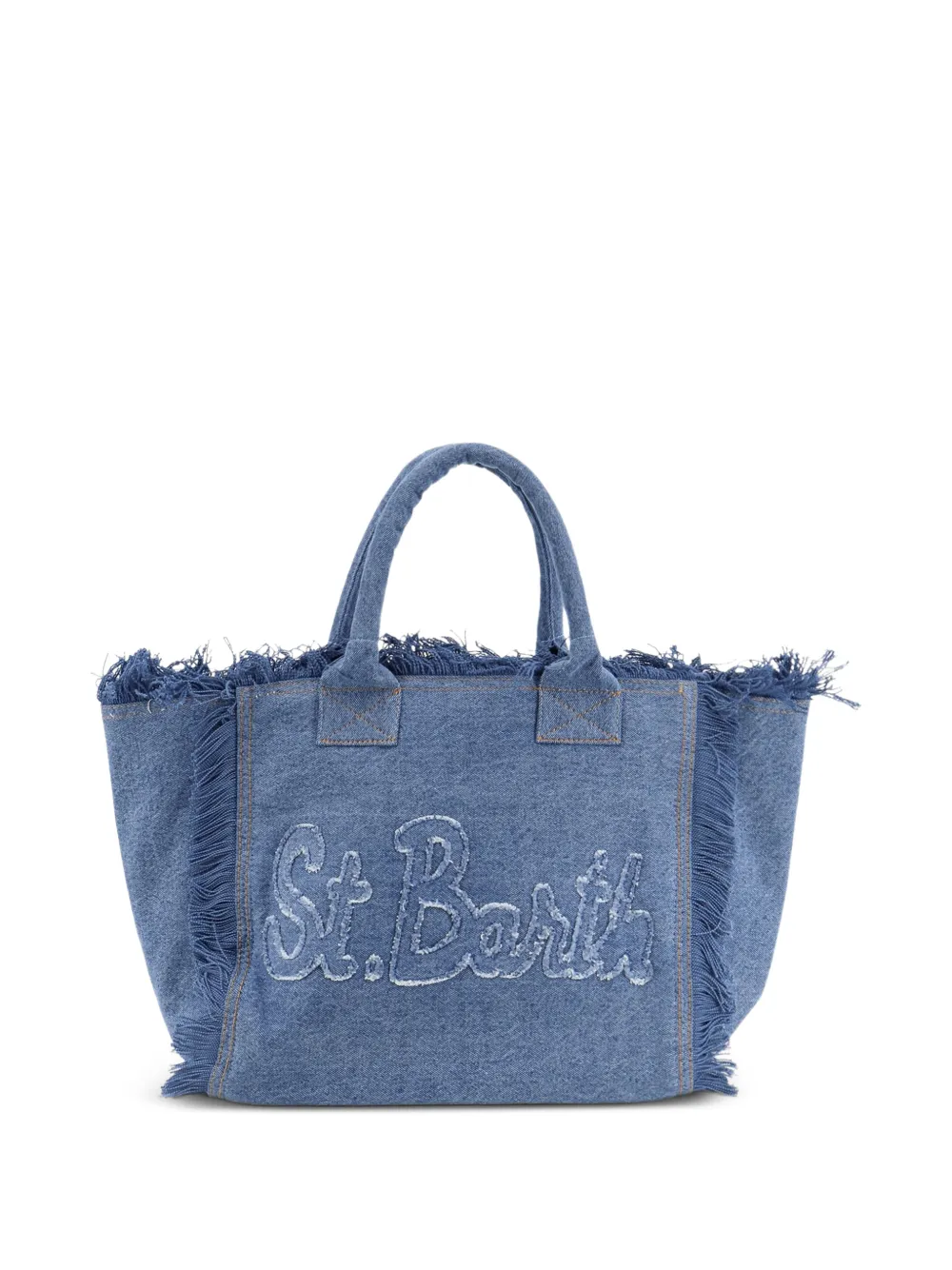  Mc2 Saint Barth Bolso Shopper Vanity Vaquero Con Flecos - Azul 