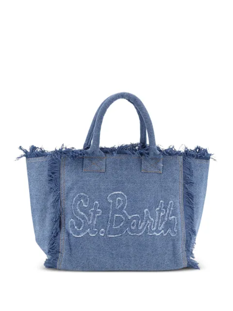 MC2 Saint Barth Vanity fringed logo denim tote bag