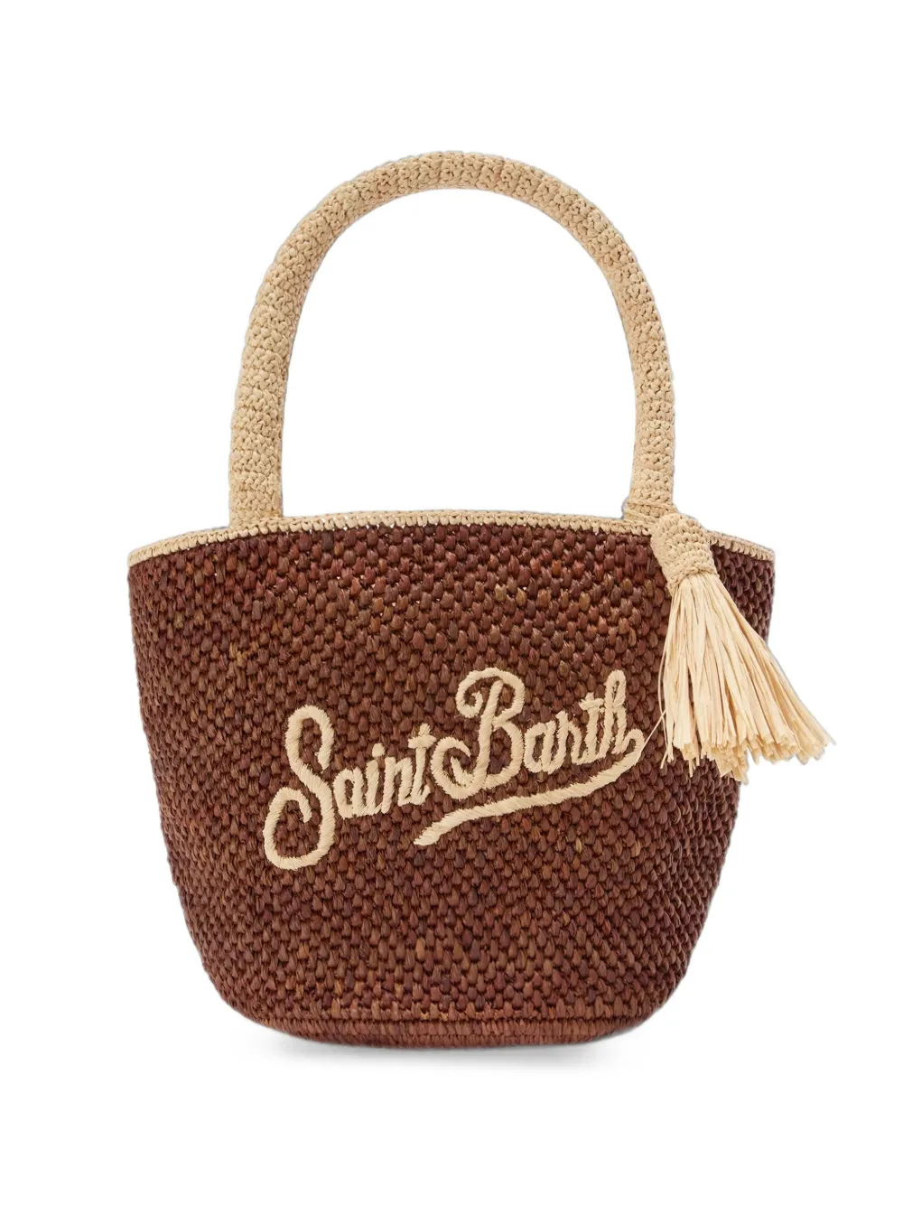 MC2 Saint Barth Marcy raffia bag with tassel and embroidered logo