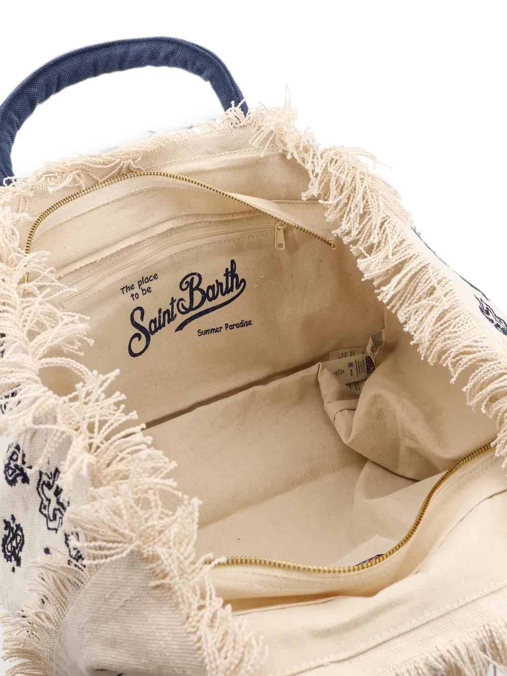 MC2 Saint Barth Vanity shopper met paisley-print en franje Beige