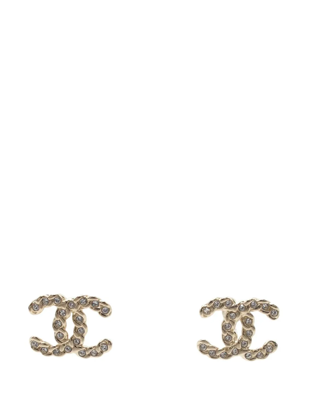 CHANEL Pre-Owned 2019 Gold Plated CC Crystal Push Back Earrings costume earrings - Oro