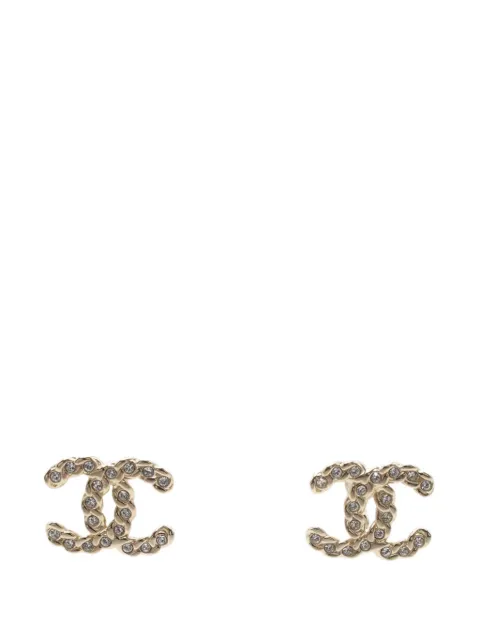 CHANEL Pre-Owned Orecchini CC con cristalli e chiusura a pressione 2019