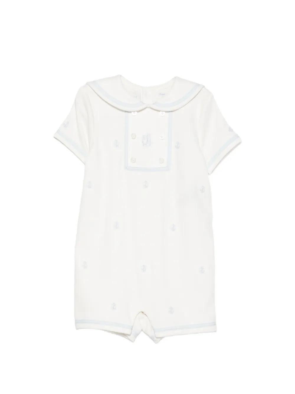 POLO RALPH LAUREN KIDS anchor-embroidered sailor-collar romper - Bianco