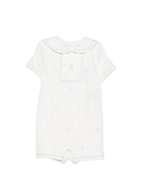 POLO RALPH LAUREN KIDS anchor-embroidered sailor-collar romper