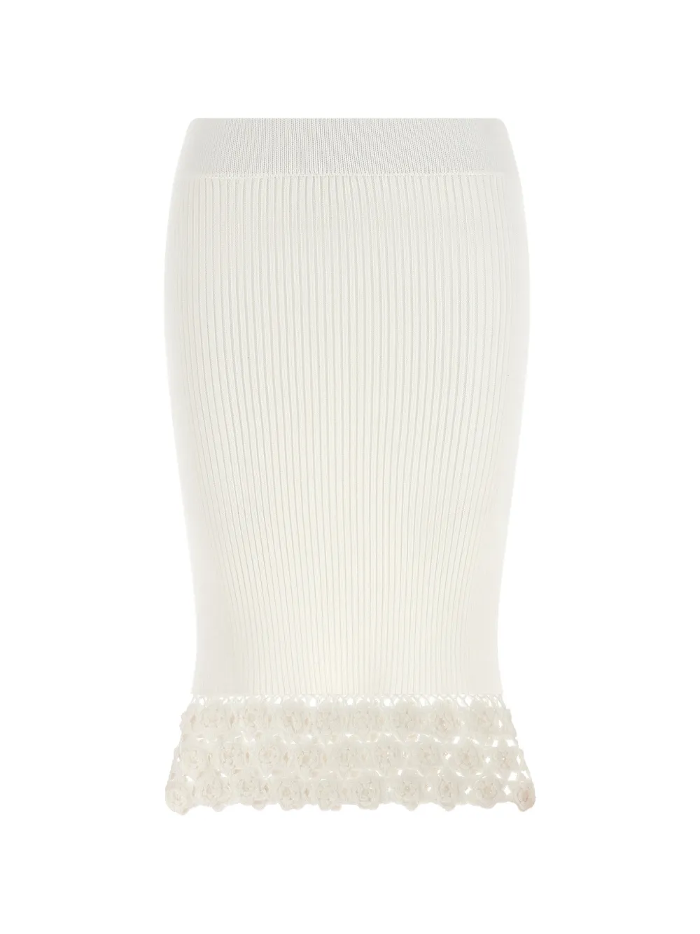 GANNI crochet ribbed midi skirt - Bianco