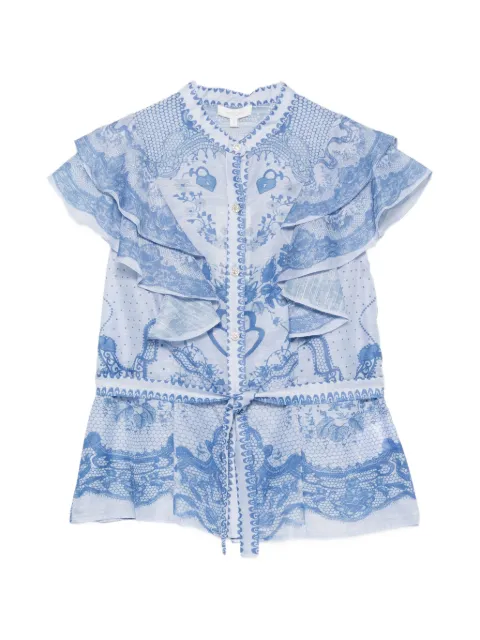 Paper Lace ruffled print shirt