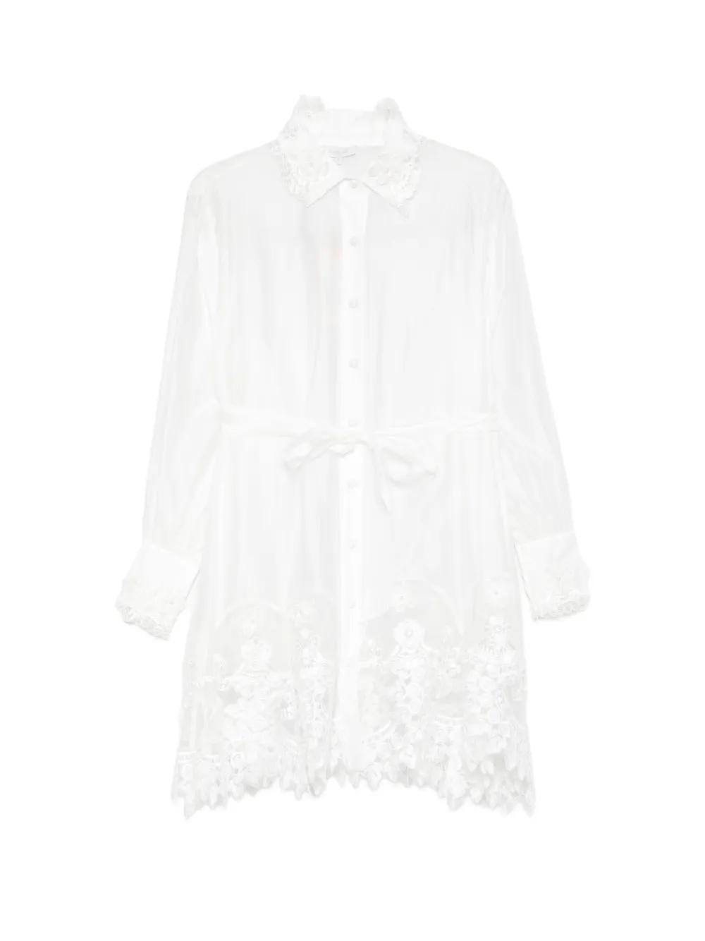 Paper Lace Hermann lace-trim mini dress - Bianco