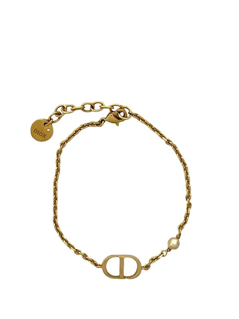 Christian Dior Pre-Owned 2020-2025 Gold Plated Faux Pearl Petit CD Bracelet costume bracelet