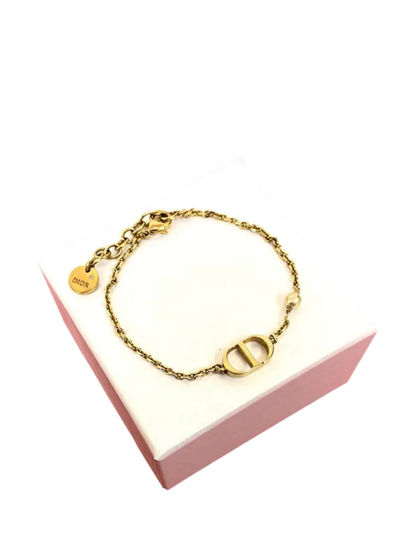 Christian Dior Pre-Owned 2020-2025 Gold Plated Faux Pearl Petit CD