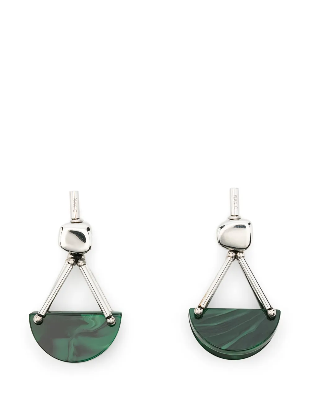 Plan C Half moon geometric drop earrings - Argento
