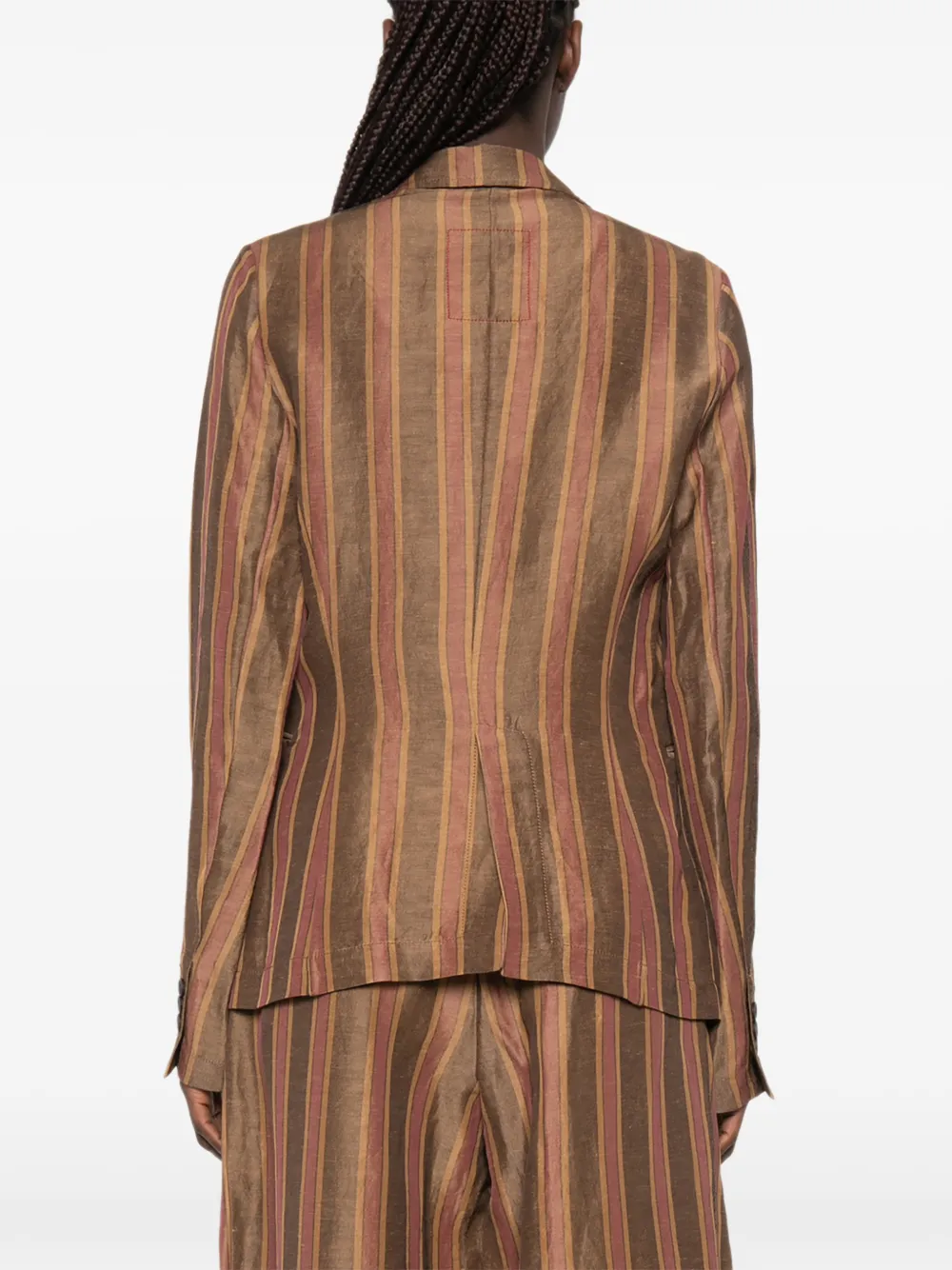 Uma Wang Karon gestreepte blazer met enkele knoop Bruin