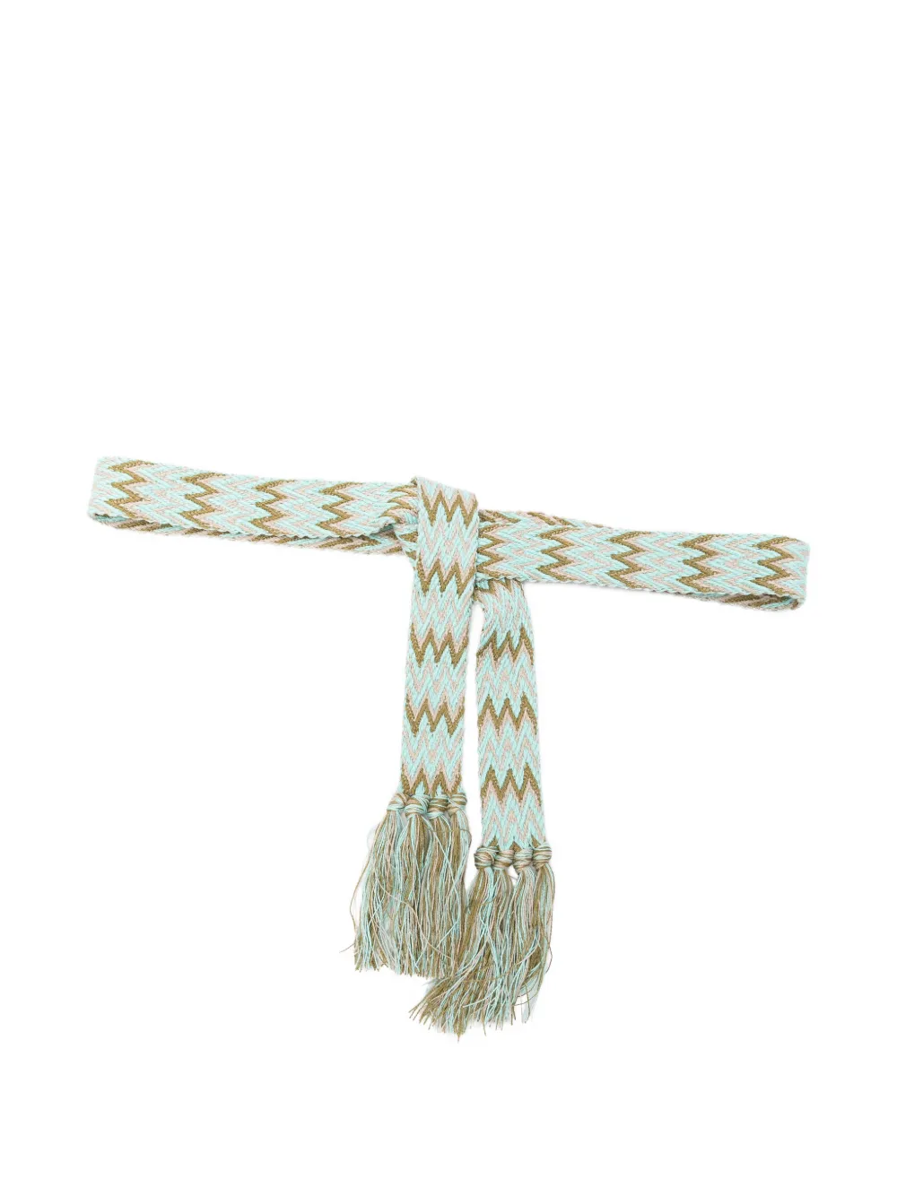 Pierre-Louis Mascia zigzag-knit tassel-detail belt - Nude