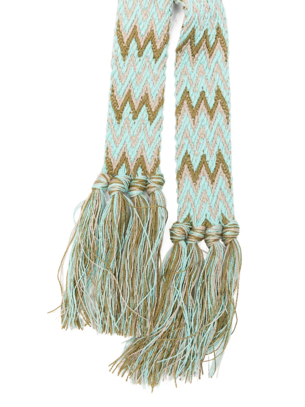 Pierre-Louis Mascia Riem met zigzagpatroon en kwastje Beige