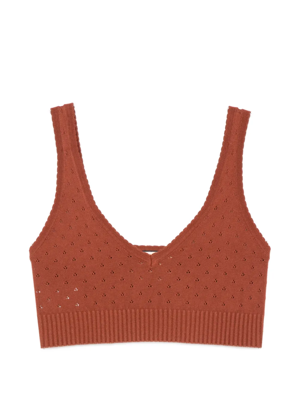 Plan C V-neck knitted top - Marrone