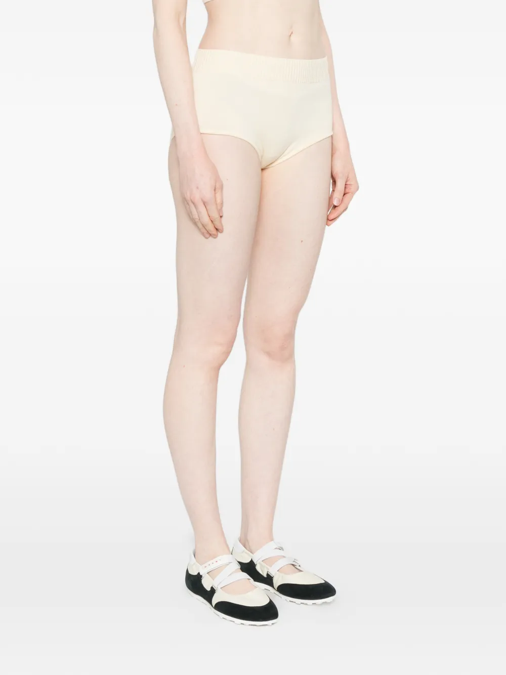 Plan C Shorts met geribbelde taille Beige