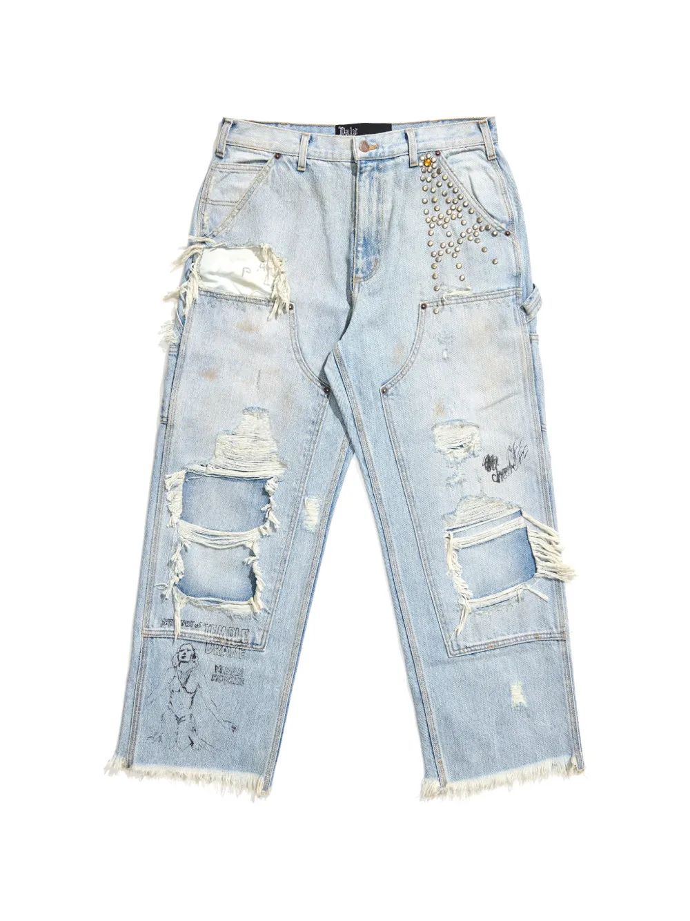 PALY HOLLYWOOD ripped studded jeans - Blu