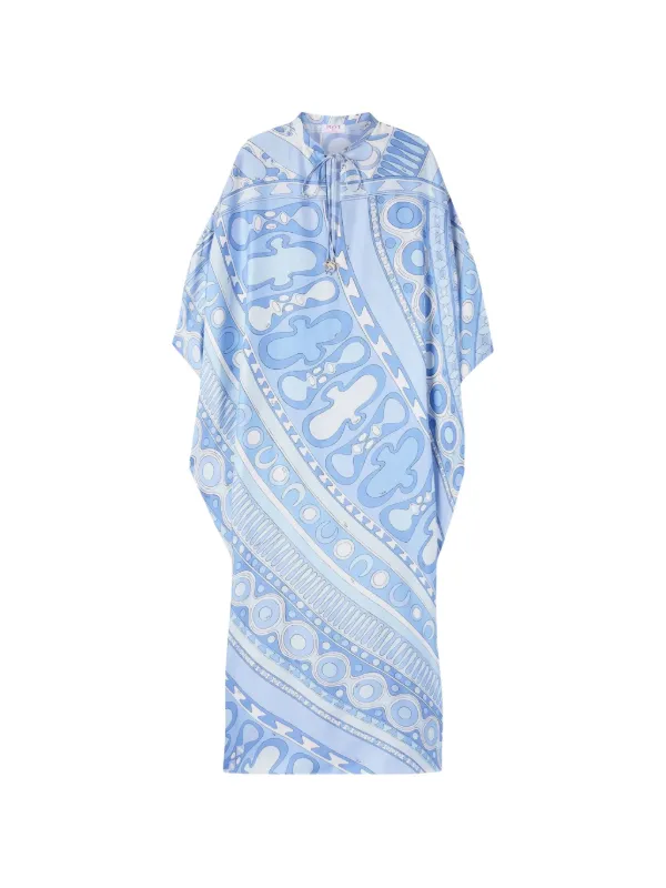 Pucci Soleil Print Silk Kaftan in Blue