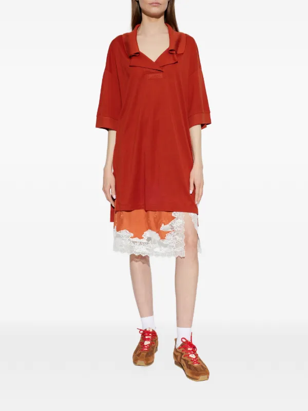 lacoste orange dress LACOSTE Classic Fit Orange Polo Dress 100% Cotton Piqu Sleeveless Collar