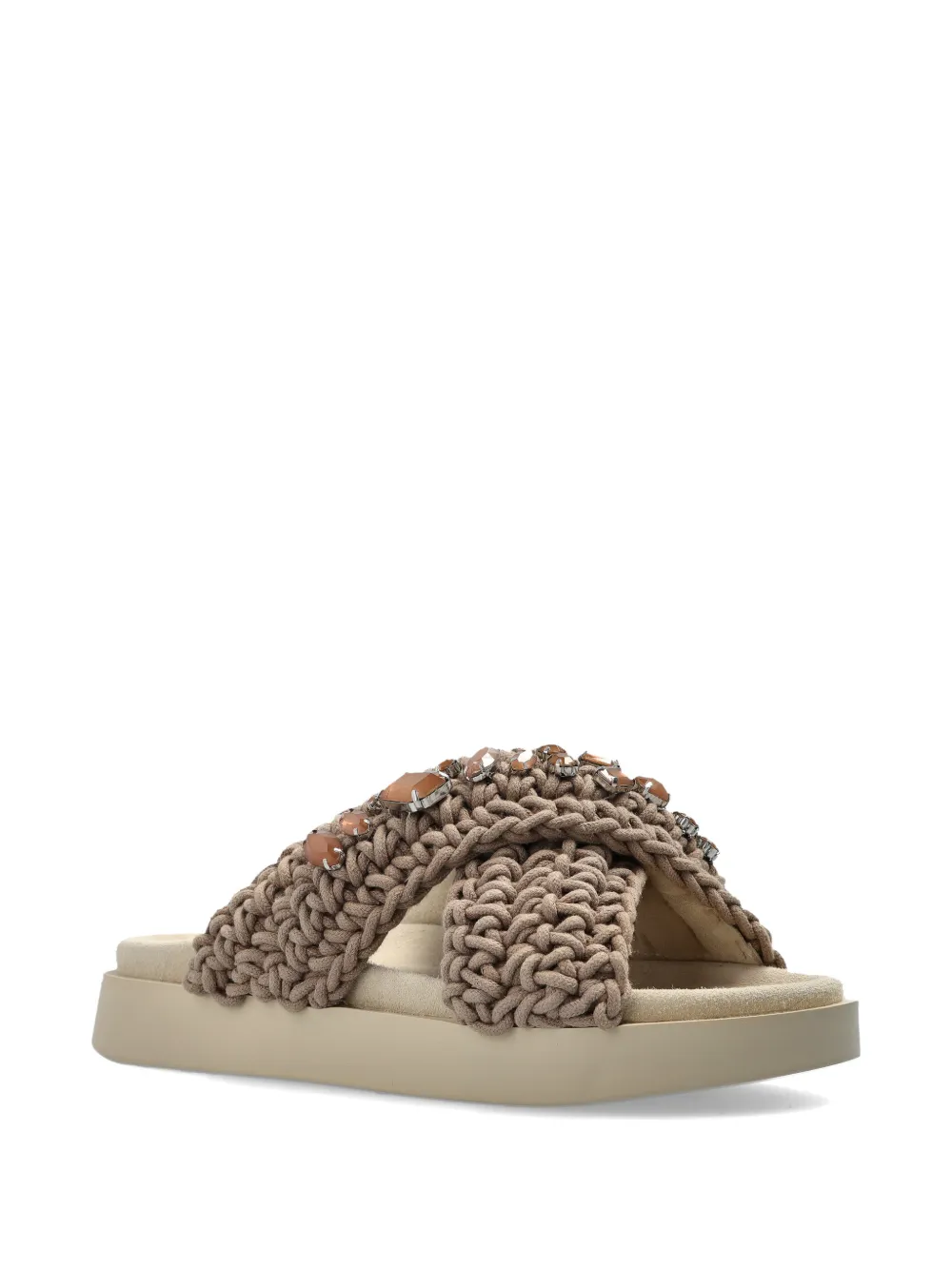 Inuikii criss-cross embellished sandals Beige
