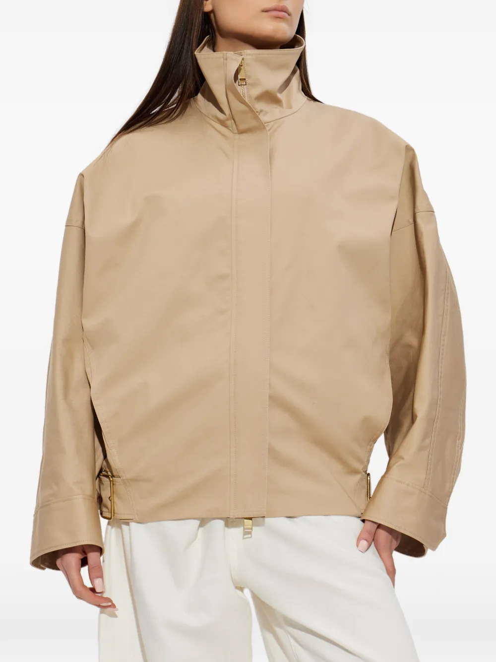 DARKPARK Celine jack met hoge hals en ceintuur Beige