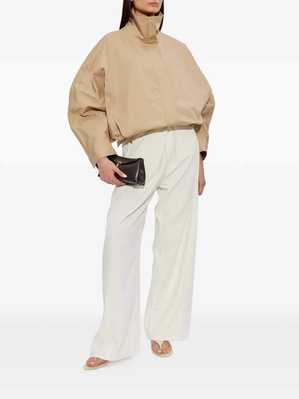 DARKPARK Celine jack met hoge hals en ceintuur Beige