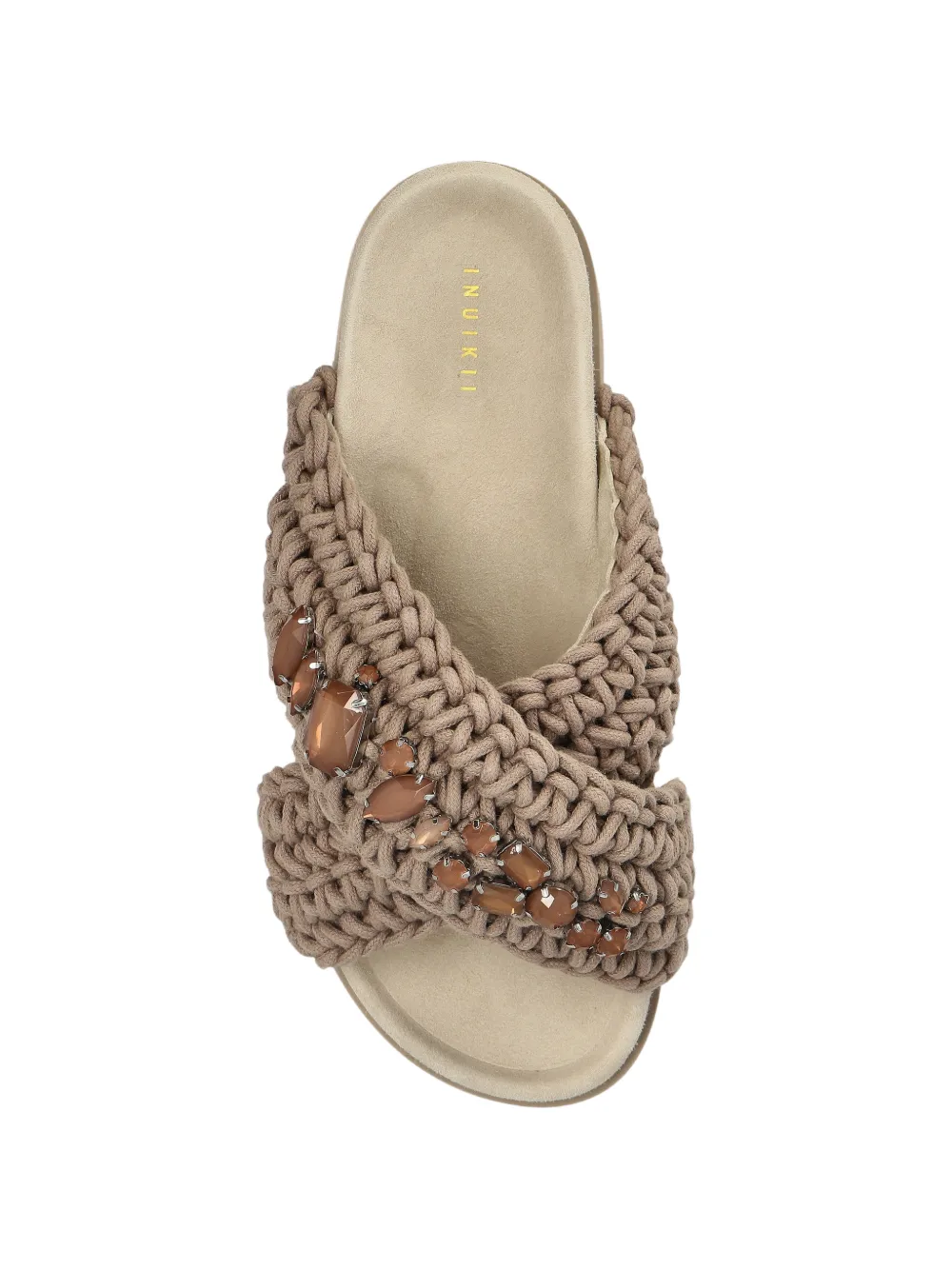 Inuikii jewel-embellished cross-strap sandals Bruin
