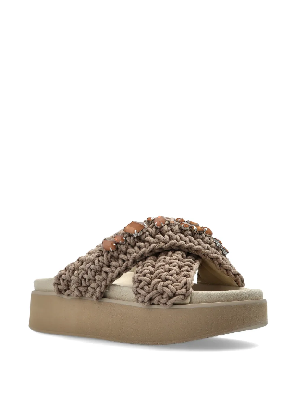 Inuikii jewel-embellished cross-strap sandals Bruin