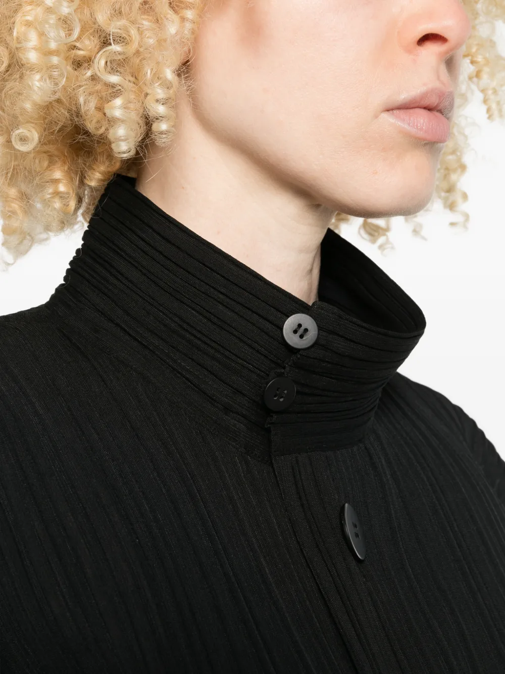 Pleats Please Issey Miyake Jas met knopen Zwart