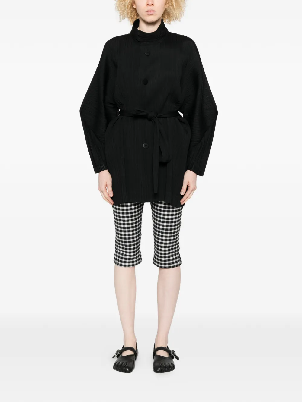 Pleats Please Issey Miyake Jas met knopen Zwart