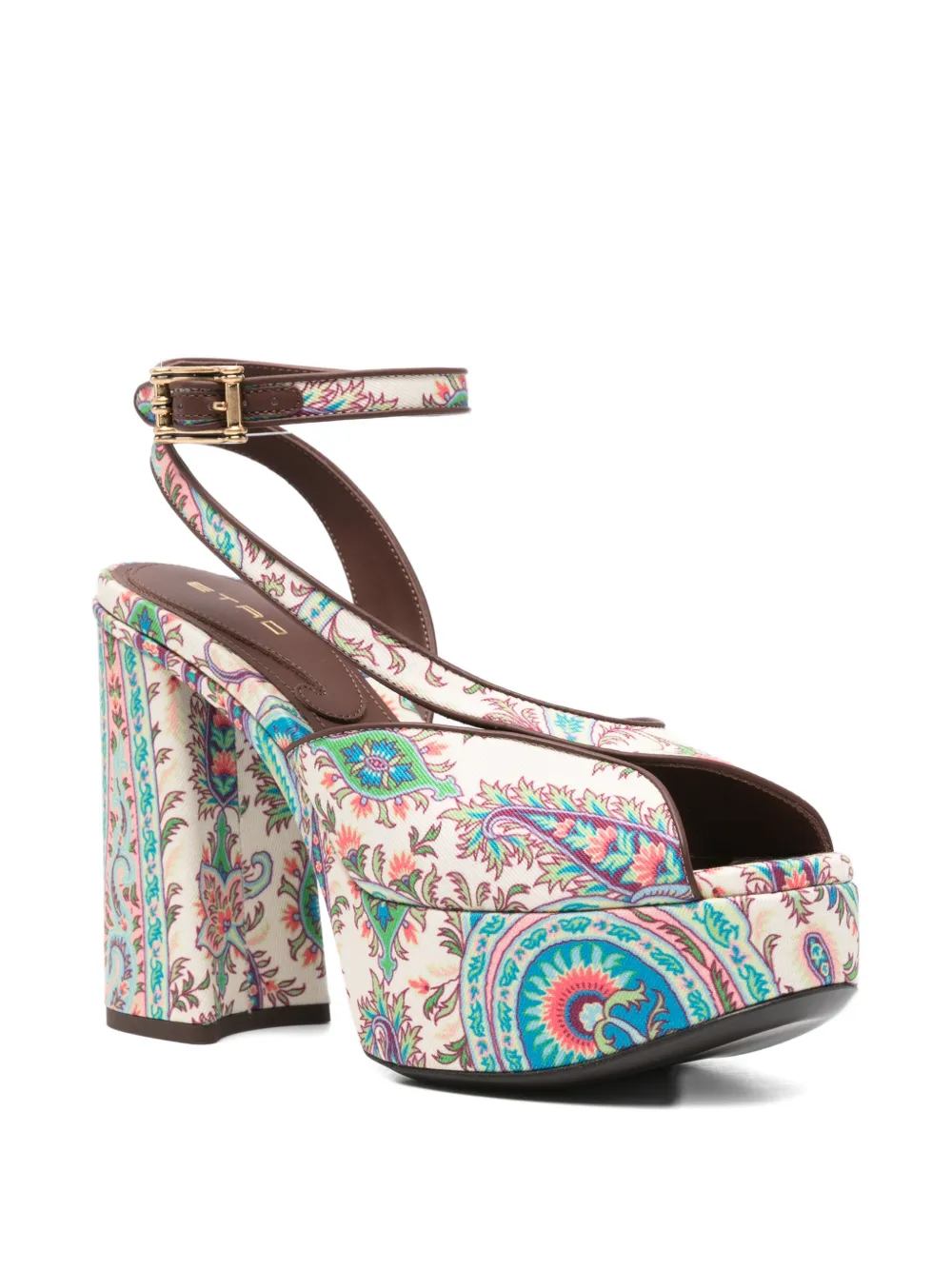 ETRO Paisley-pattern platform-heel sandals Beige