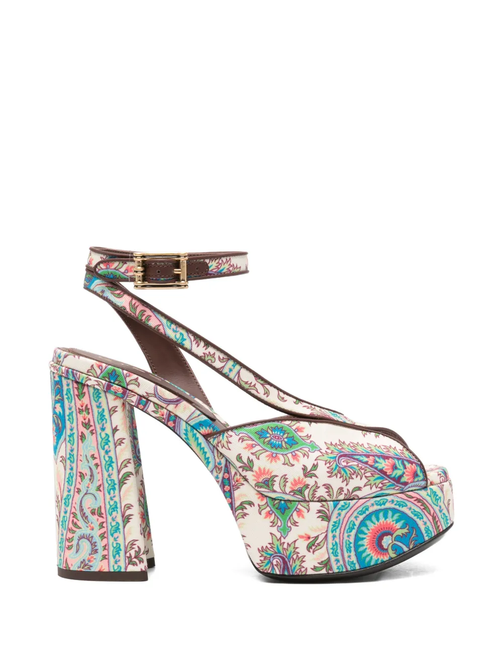 ETRO Paisley-pattern platform-heel sandals Beige