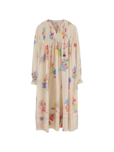 Pero ruffled floral-pattern midi dress