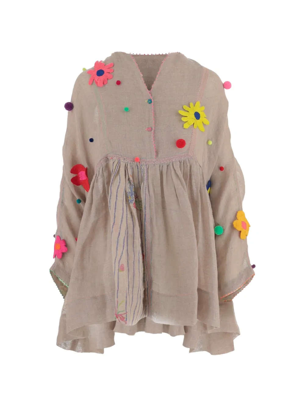 Pero floral-appliqué mini dress - Toni neutri